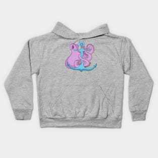 Purple Octopus and Anchor Kids Hoodie